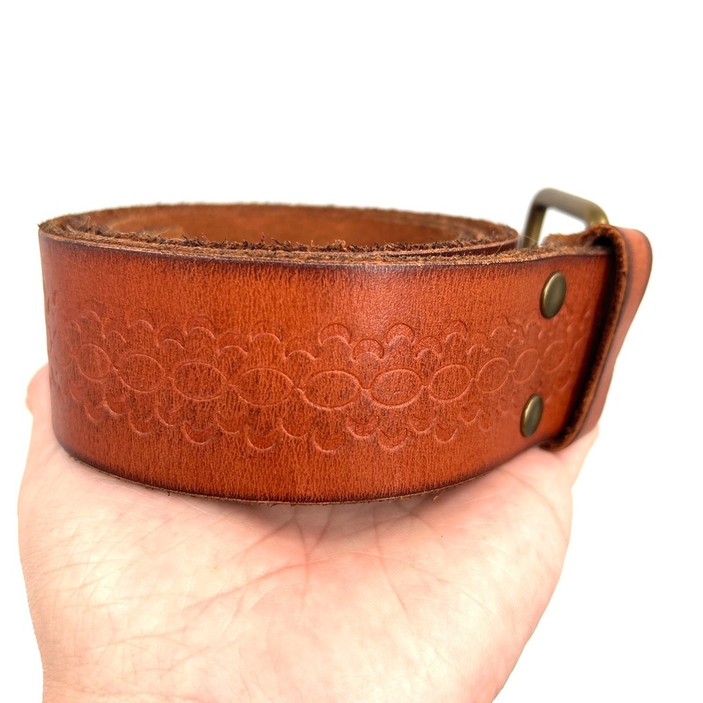 NEW Xhilaration brown leather floral embossed boho y2k belt L